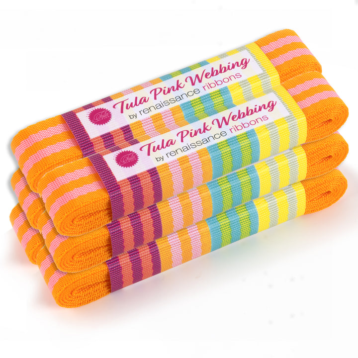 2yd Pink/Orange - 1" Nylon Webbing - by Tula Pink - PRO 6PK