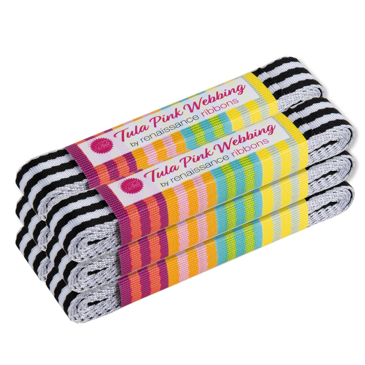 2yd Black/white - 1" Nylon Webbing - by Tula Pink - PRO 6pk