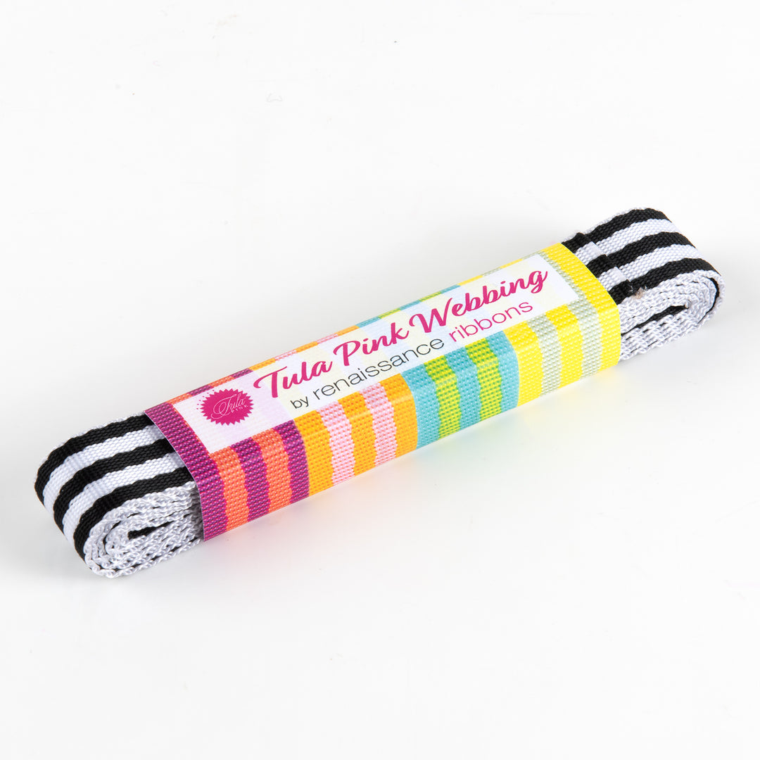2yd Black/white - 1" Nylon Webbing - by Tula Pink - PRO 6pk
