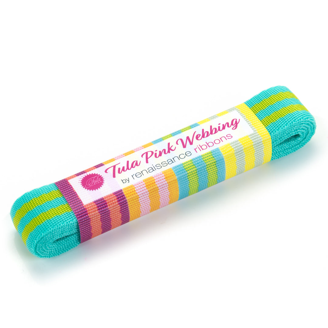 2yd Lime/Turquoise - 1" Nylon Webbing - by Tula Pink - PRO 6pk