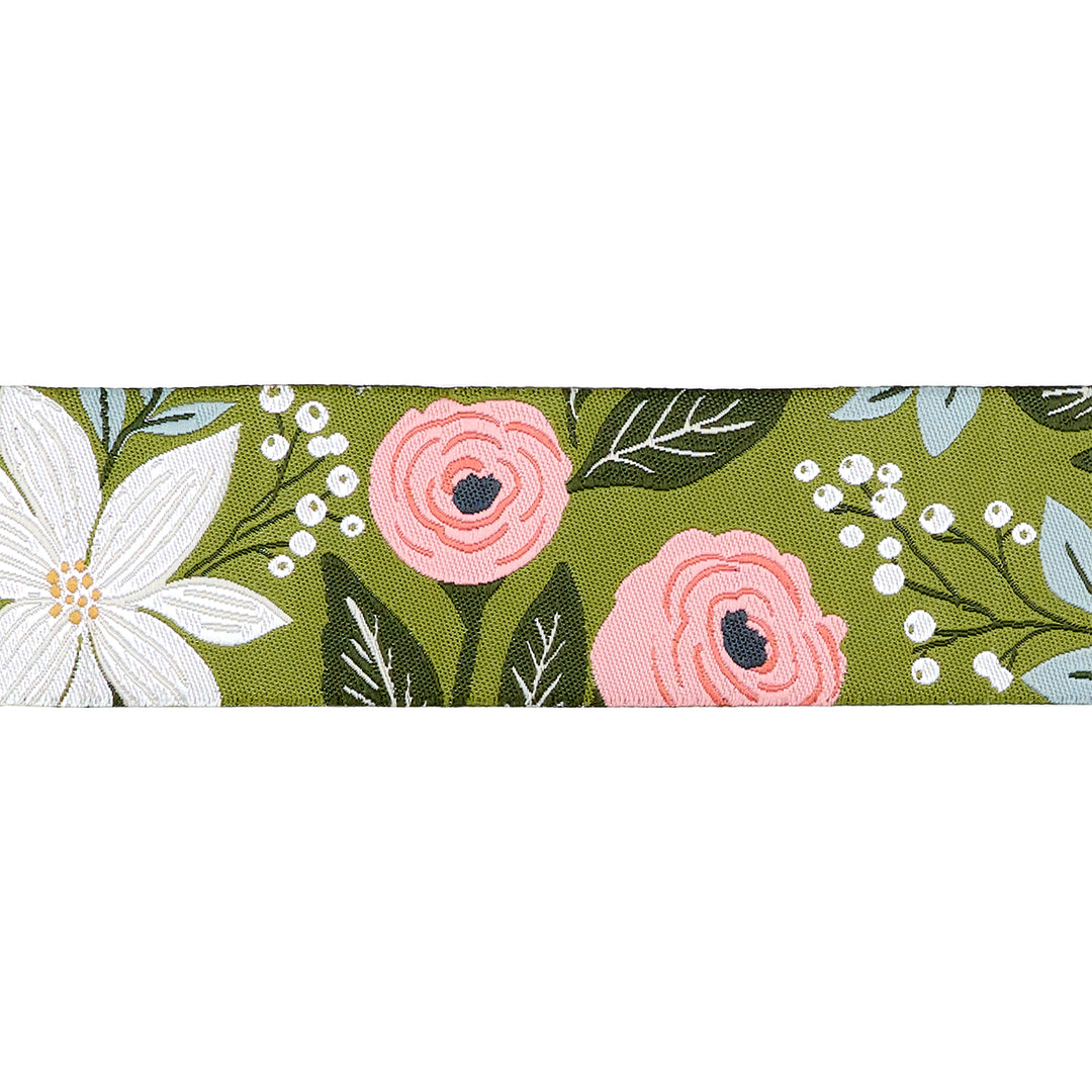 Berry and Pine - Poinsettia Party in Pine - 1-1/2" width - by Lella Boutique - 15 Yard Spool