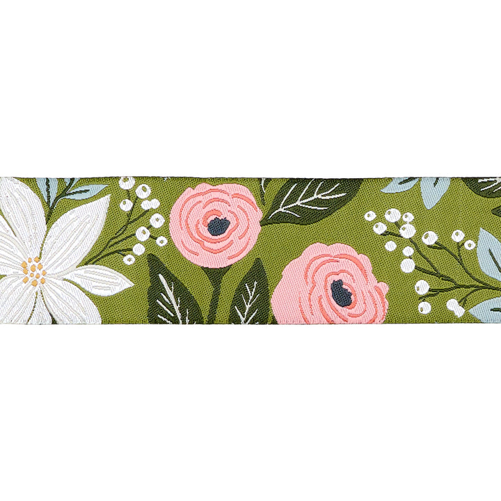Berry and Pine - Poinsettia Party in Pine - 1-1/2" width - by Lella Boutique - 15 Yard Spool