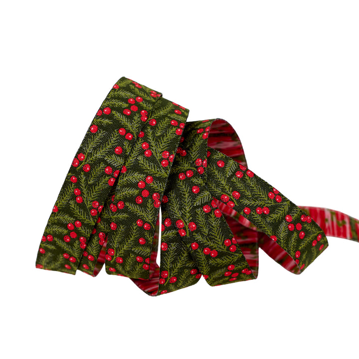 Berry and Pine - Pine Needles in Forest - 5/8" width - by Lella Boutique - 15 Yard Spool