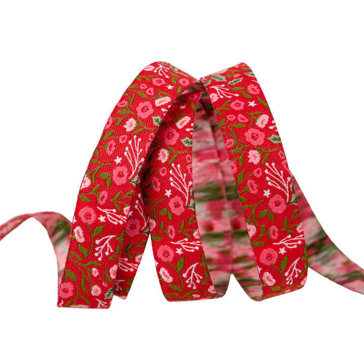 Berry and Pine - Christmas Posies in Holly - 5/8" width - by Lella Boutique - 15 Yard Spool