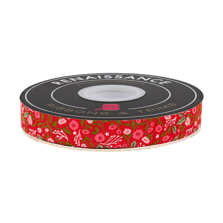 Berry and Pine - Christmas Posies in Holly - 5/8" width - by Lella Boutique - 15 Yard Spool