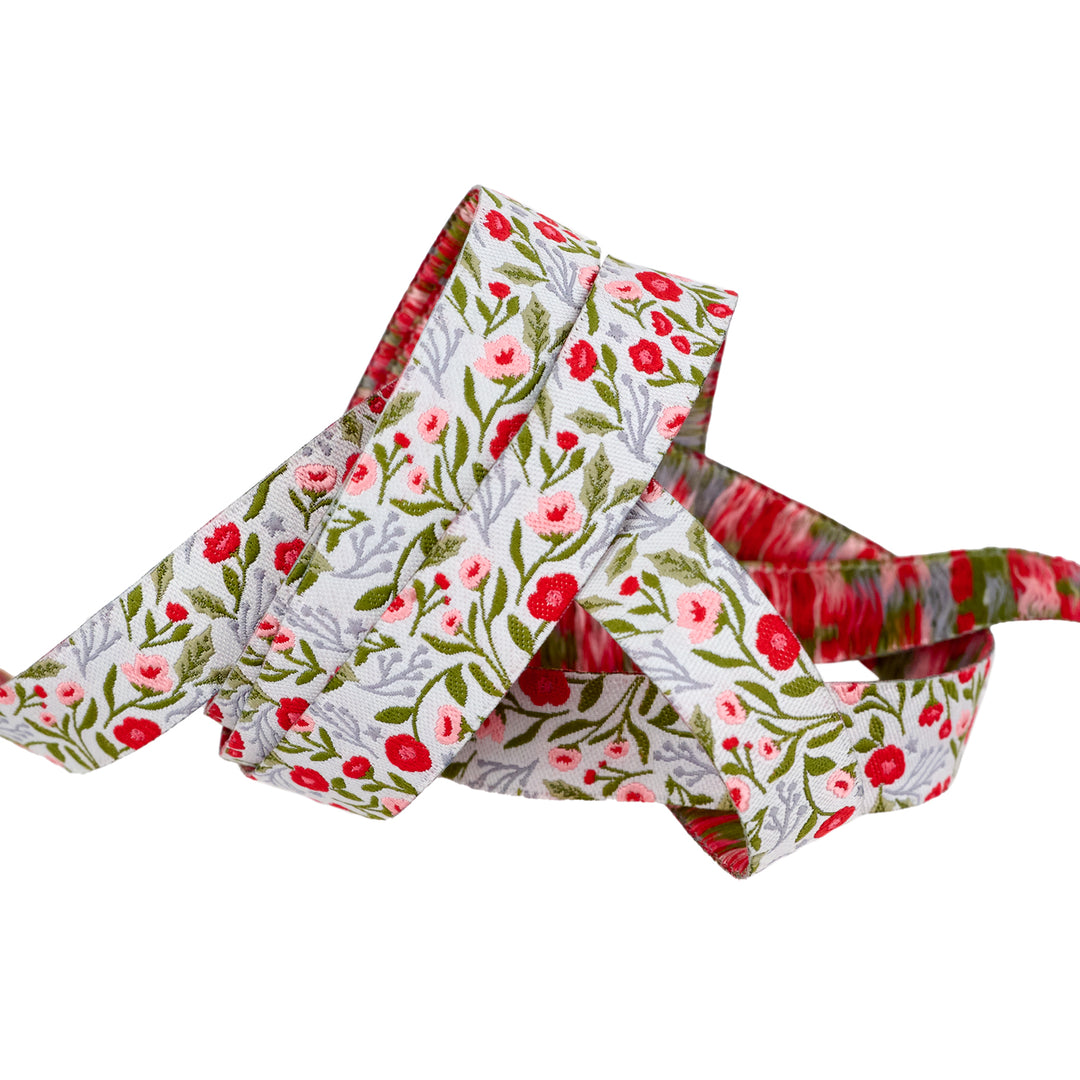 Berry and Pine - Christmas Posies in Winter - 5/8" width - by Lella Boutique - 15 Yard Spool