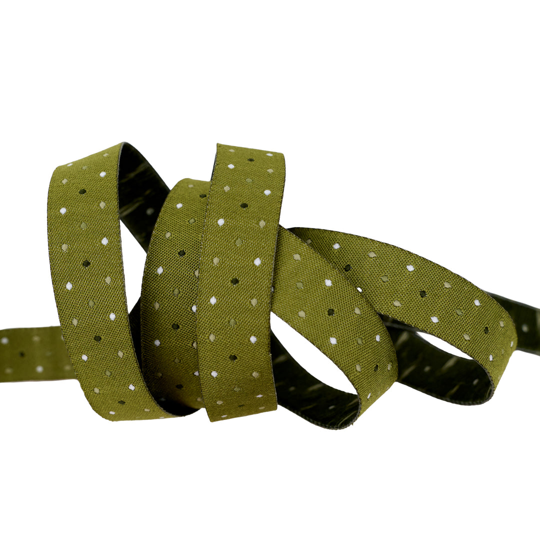 Berry and Pine - Magic Dot in Fern - 5/8" width - by Lella Boutique - 15 Yard Spool
