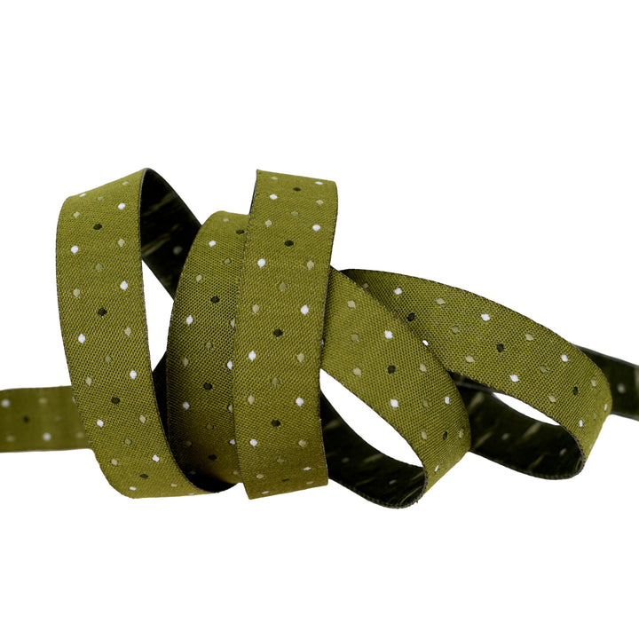 Berry and Pine - Magic Dot in Fern - 5/8" width - by Lella Boutique - 15 Yard Spool