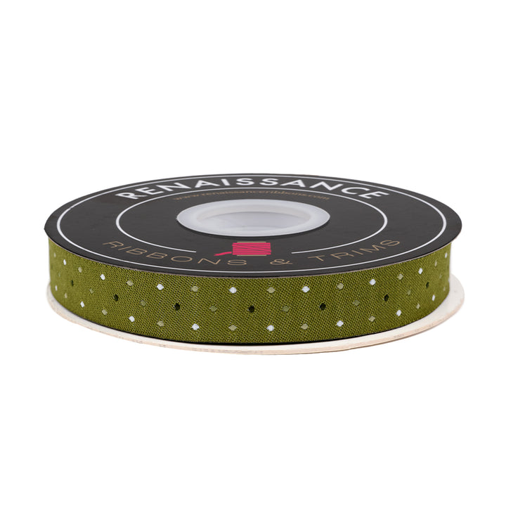 Berry and Pine - Magic Dot in Fern - 5/8" width - by Lella Boutique - 15 Yard Spool