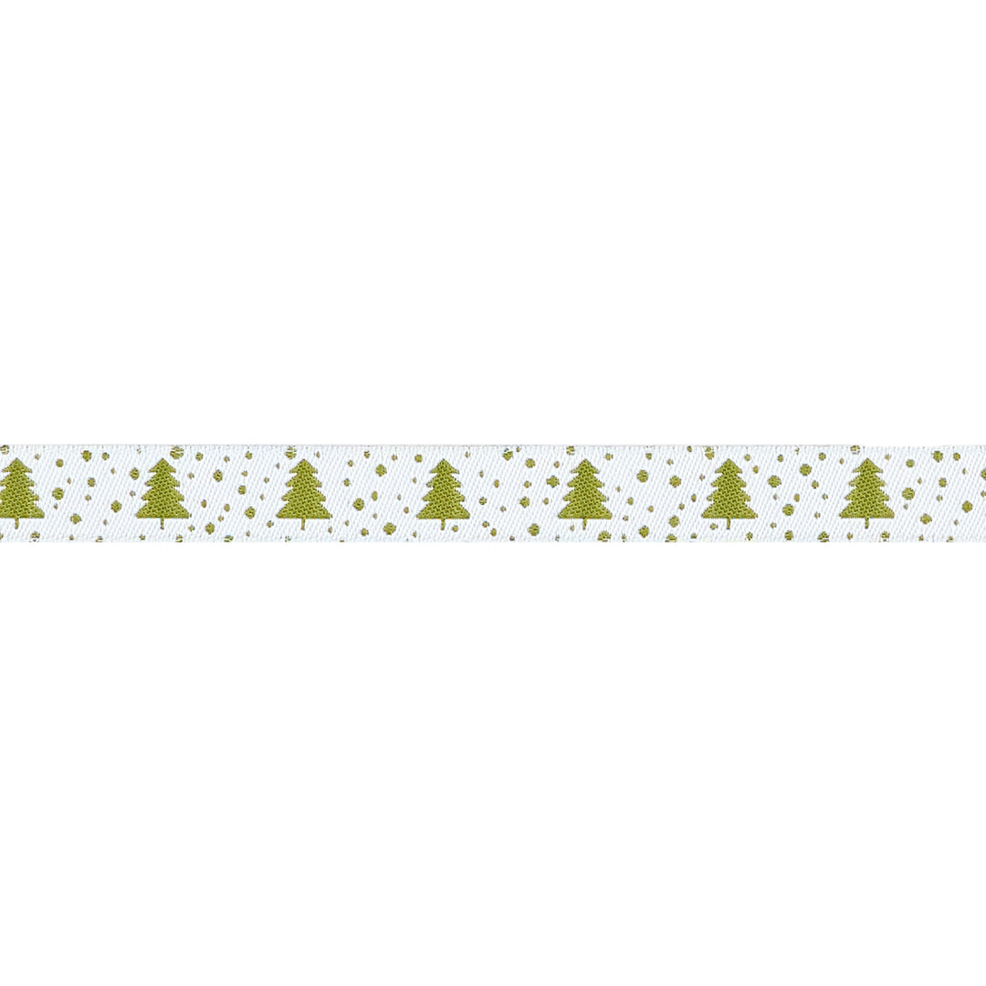 Berry and Pine - Little Trees in Snow - 5/8" width - by Lella Boutique - 15 Yard Spool