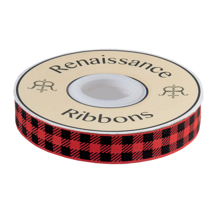 Gingham Red and Black-7/8"