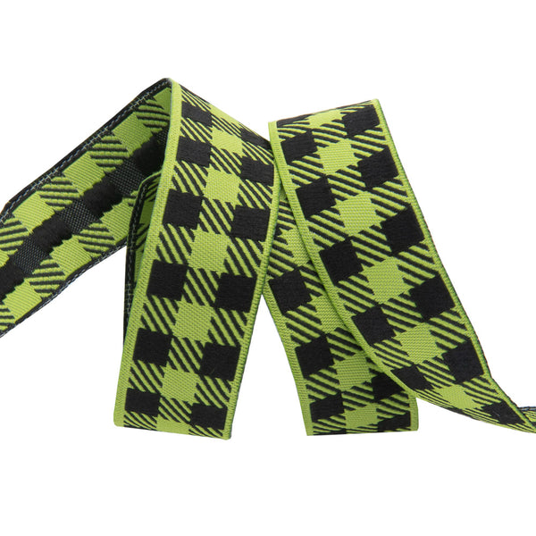 Gingham Apple Green and Black-7/8"