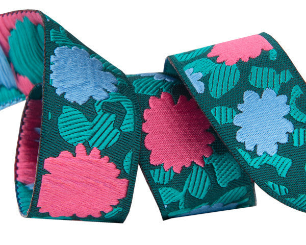 Coral & Blue Simply Bold Floral 7/8" - Splendor by Amy Butler