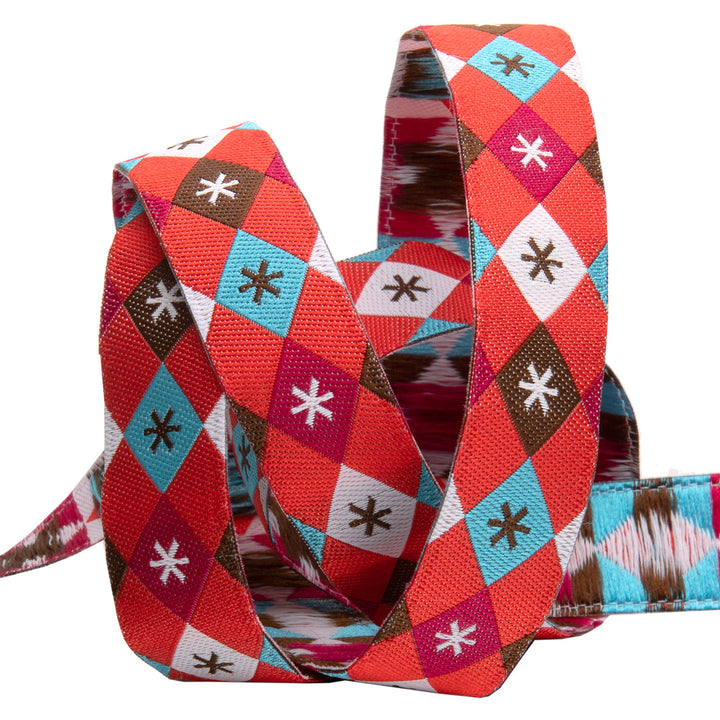 Argyle and Stars on Red - 5/8" width - by Jessica Jones - 27 Yard Spool