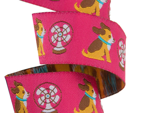 Chili Dog on Pink - 7/8" width - by Jessica Jones - 27 Yard Spool