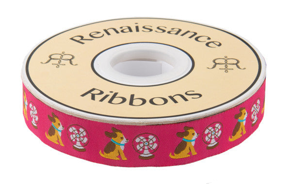 Chili Dog on Pink - 7/8" width - by Jessica Jones - 27 Yard Spool