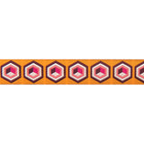 Hexagon Ribbon Trim Orange & Pink 7/8"-Tula Pink vintage
