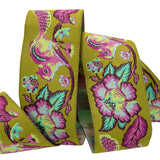 Pink and Blue on Green Chipmunk ribbon - 1-1/2" Wide - Tula Pink