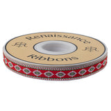 Scalloped & dotted Edge Holiday Motif on Red - 5/8" - Dena Designs