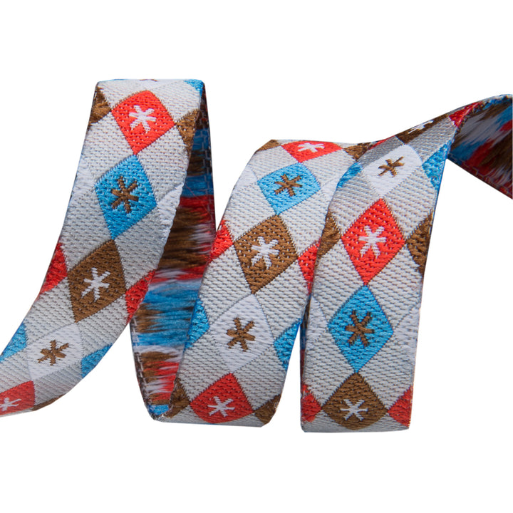 Argyle and Stars on Gray - 3/8" width - by Jessica Jones - 27 Yard Spool