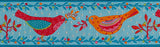 Red and Orange Birds on Blue - 1-1/2"- Odile Bailloeul
