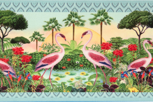 Flamingos - By Gwenaelle - 5" wide-Printed Velvet Border