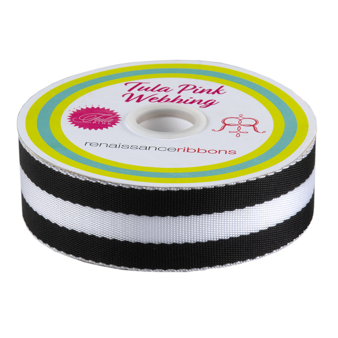 Black and White - 1.5" Nylon Webbing - by Tula Pink - 16 Yard Spool