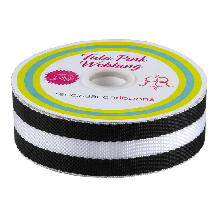 Black and White - 1.5" Nylon Webbing - by Tula Pink - 16 Yard Spool