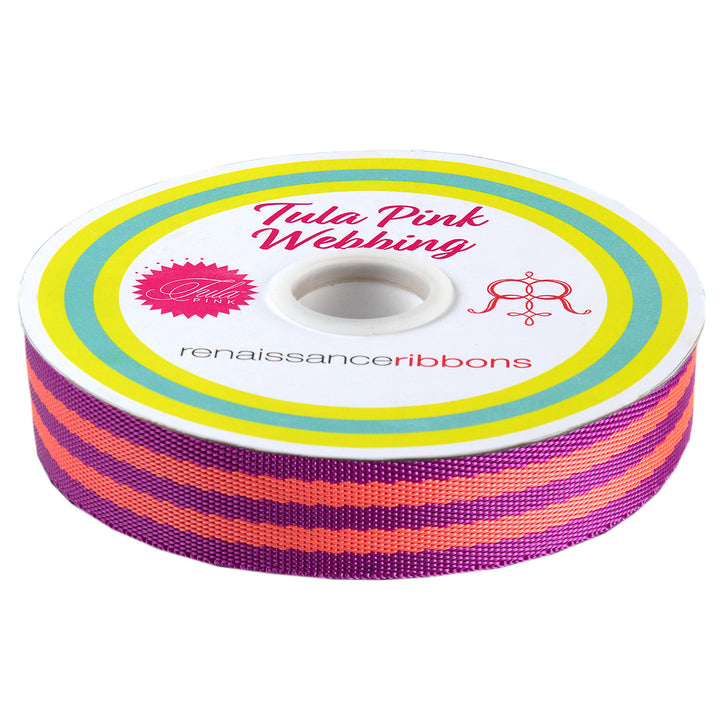 Watermelon/Plum - 1" Nylon Webbing - by Tula Pink - 16 Yard Spool